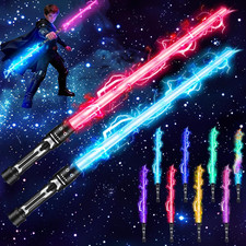 Light up Sword, 2-In-1 Retractable Dual Saber with 8 Colors FX Sound, Telescop