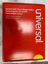 Universal Garment-Safe Clip-on Badge Holders, 50-Pack