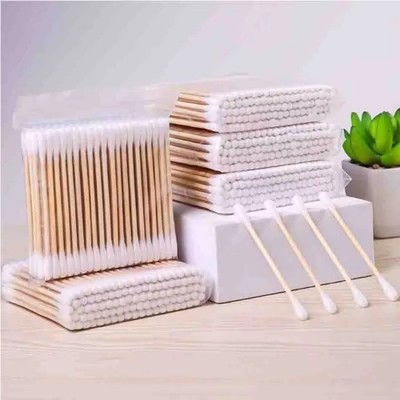 100-500 Stück Holz Wattestäbchen - Doppelkopf Tupfer für Make-up, Ohren & Nase Reinigung