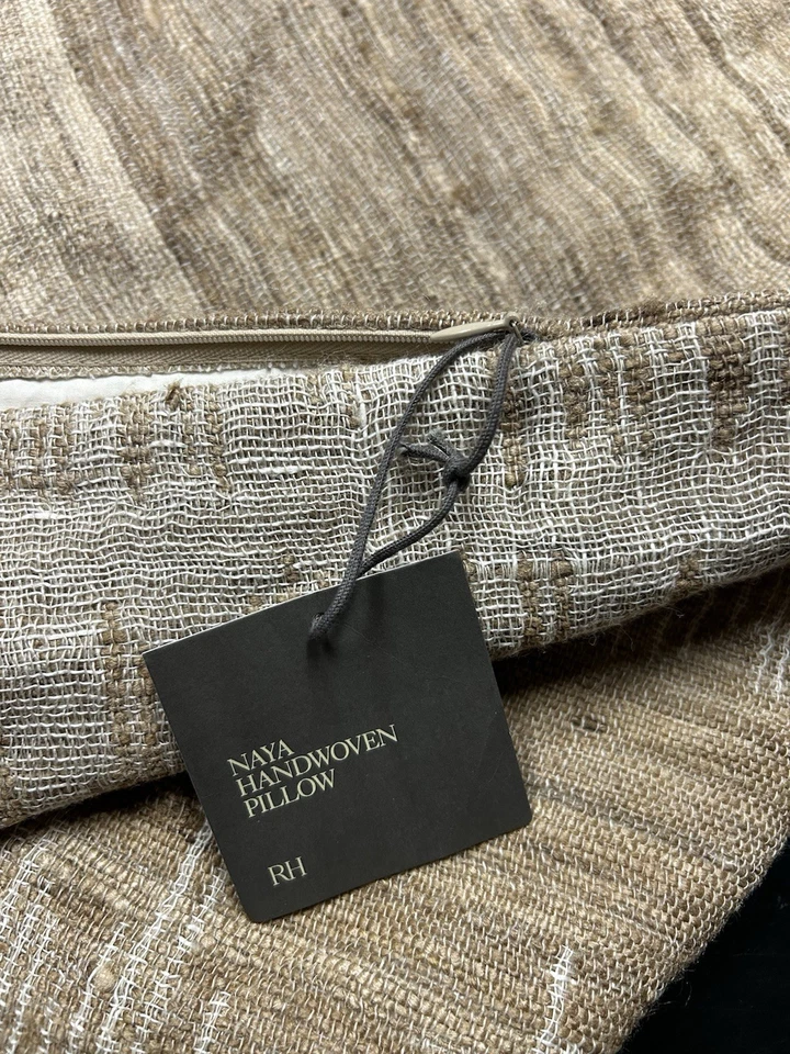 Restoration Hardware Naya Handwoven Abstract Pillow Cover XL Lumbar Sand Beige - Image 3 of 4