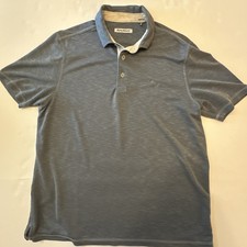 Tommy Bahama Polo Shirt Mens Large Grey, White Trim With Swordfish Logo