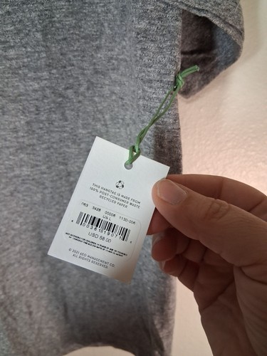 NUEVO CON ETIQUETAS American Eagle AE77 Camiseta Premium Informal Cuello en V Manga Corta Gris Talla Grande - Imagen 4 de 6
