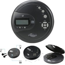 Portable Black CD Player Anti-Skip FM Radio with Earbuds 332B