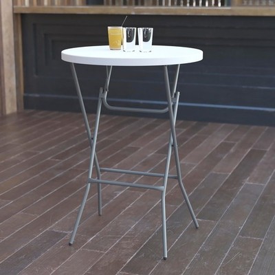 2.6-Foot Round Granite White Plastic Bar Height Folding Table Coffee Table NEW