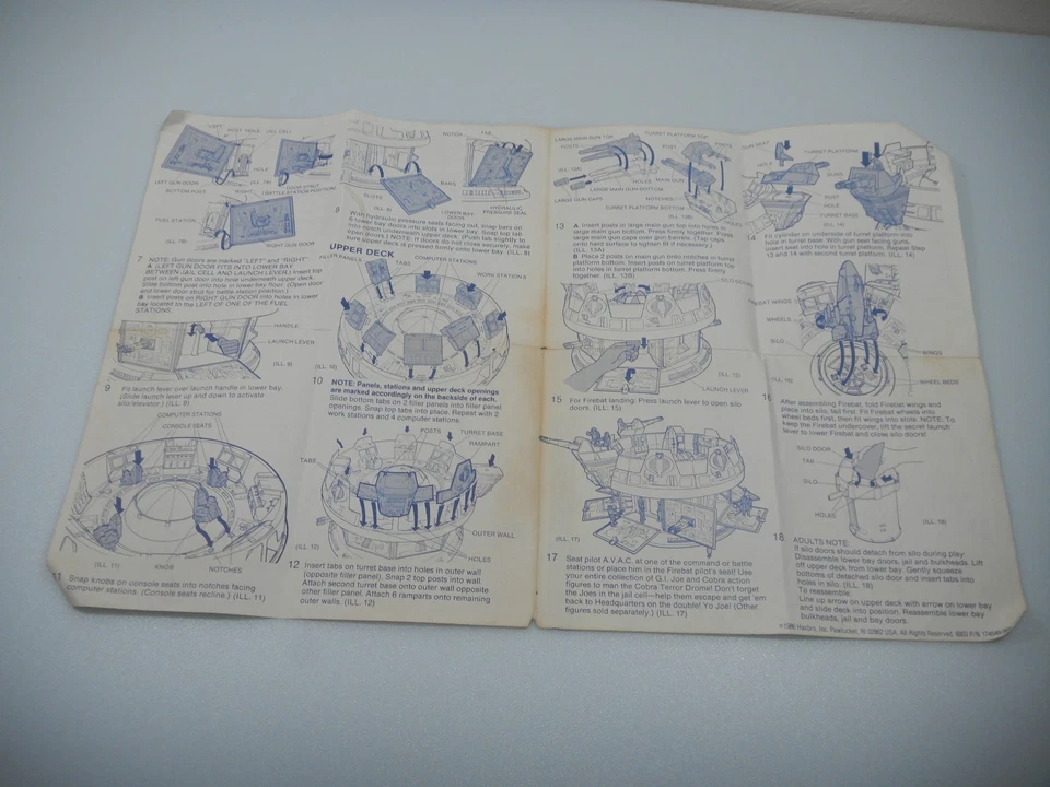 Cobra Terror Drome 1986 planos instrucciones vintage G.I. GI Joe Lote 3.75 ARAH Foto 2 de 3