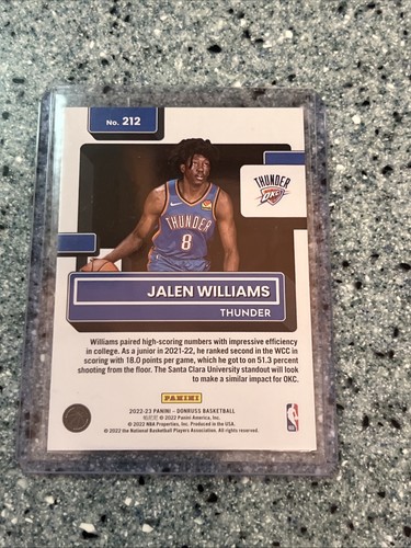 2022-23 Donruss Rated Rookie RC Jalen Williams Oklahoma City Thunder - Bild 2 von 2
