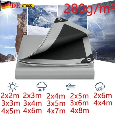 MARKENLOS Abdeckplane Wasserdicht 280g/m² PE Schutzplane mit Ösen UV Beständig Reißfest DE