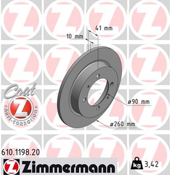 2X Bremsscheibe Coat Z Zimmermann 610.1198.20 FüR Carisma V40 S40 Volvo Star 645-image