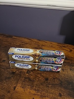 Poligrip Power Max Ultimate All-In-1 Denture Adhesive Cream Zinc Free 2.2 Oz x2