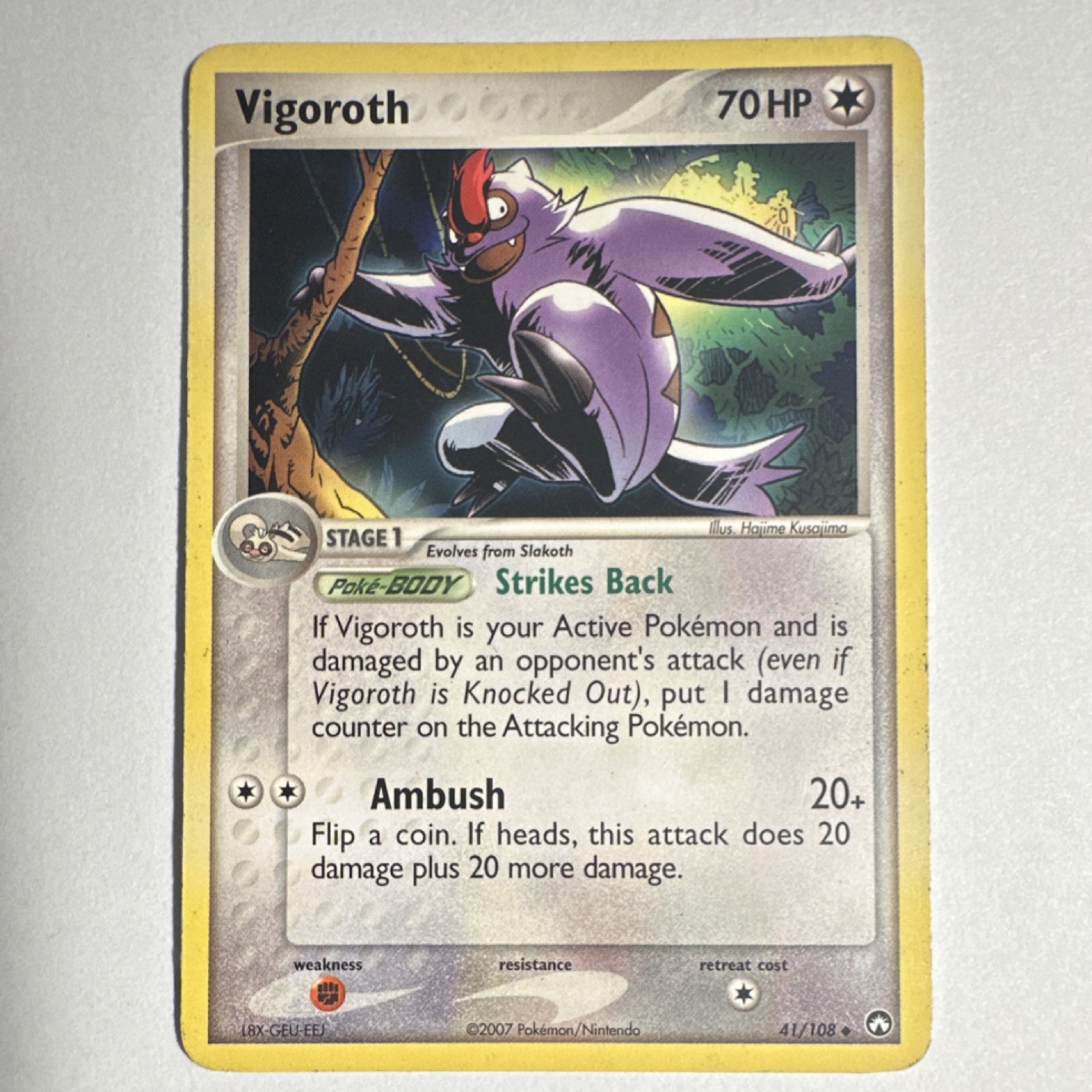 Pokémon Vigoroth 70HP Uncommon Regular EX Power Keepers 41/108 2007 English