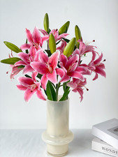 RUZUQE 2 Pcs 28 Deep Pink Lily Artificial Flowers Fake Real Touch L