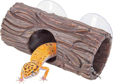 Reptile Hide, Resin Hollow Log Hideout with 2Pcs Powerful Suction Cup, Reptile T