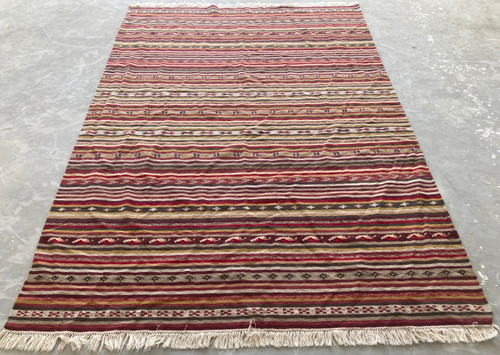 Vintage Traditional Handmade Turkish Striped Kilim Floor Rug Carpet 237x170 cm