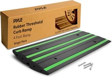 Pyle 4 ft. Single Pack Rubber Threshold Curved Curb-Side Ramp (Green)