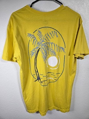 Oneill Beach T-Shirt Mens Size Large Classic Yellow Sunset Palm Tree Surf Skate