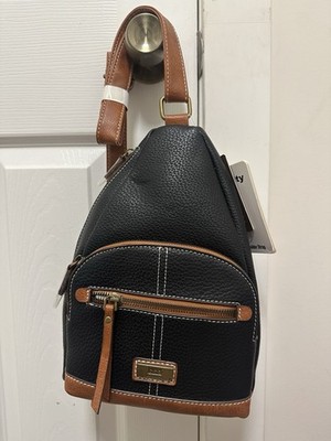 b.o.c Born Concept Pebbled Black Brown Shoulder Bag Zipper Accent Adjustable St 