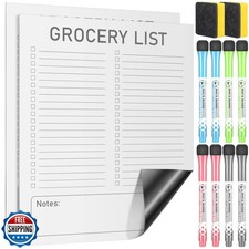Gueevin 2 Pcs Magnetic Dry Erase Grocery List for Fridge 10" x 12