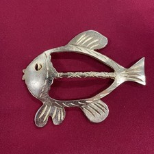 Vintage Ultra Craft Gold Toned Textured Fish Shirt Buckle