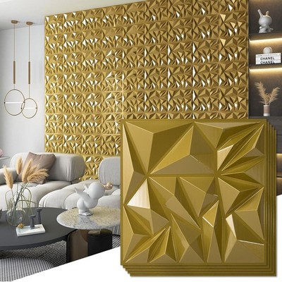 Art3d 33-Pack 3D Wall Panels for Interior Decor, 12x12 Inch, Gold