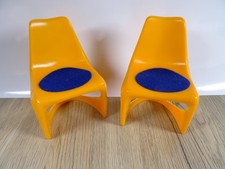 Puppenmöbel 2 Helly Küchenstühle 70er-Jahre-Look 1:6 Barbie-Size selten (20610)