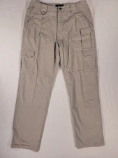 5.11 Tactical Men Pants 34x33* Brown Cotton Canvas Cargo Utility Elastic Waist