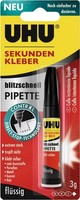 Uhu 45570 Sekundenkleber Blitzschnell Pipette Control, 3G Extrem Stark Klebt