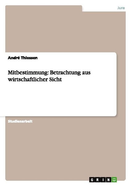 Mitbestimmung: Betrachtung Aus Wirtschaftlicher Sicht André Thiessen-image