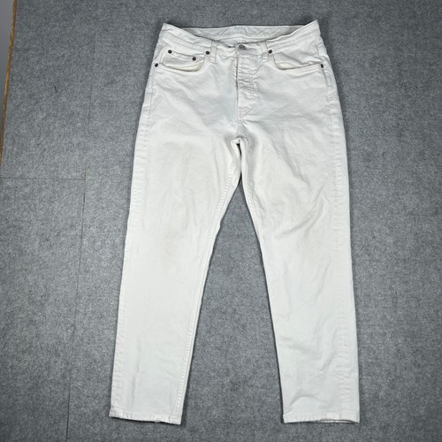Acne Studios, Acne Studios Denim Mens 33/32 White North White Vintage Slim Fit Straight Leg