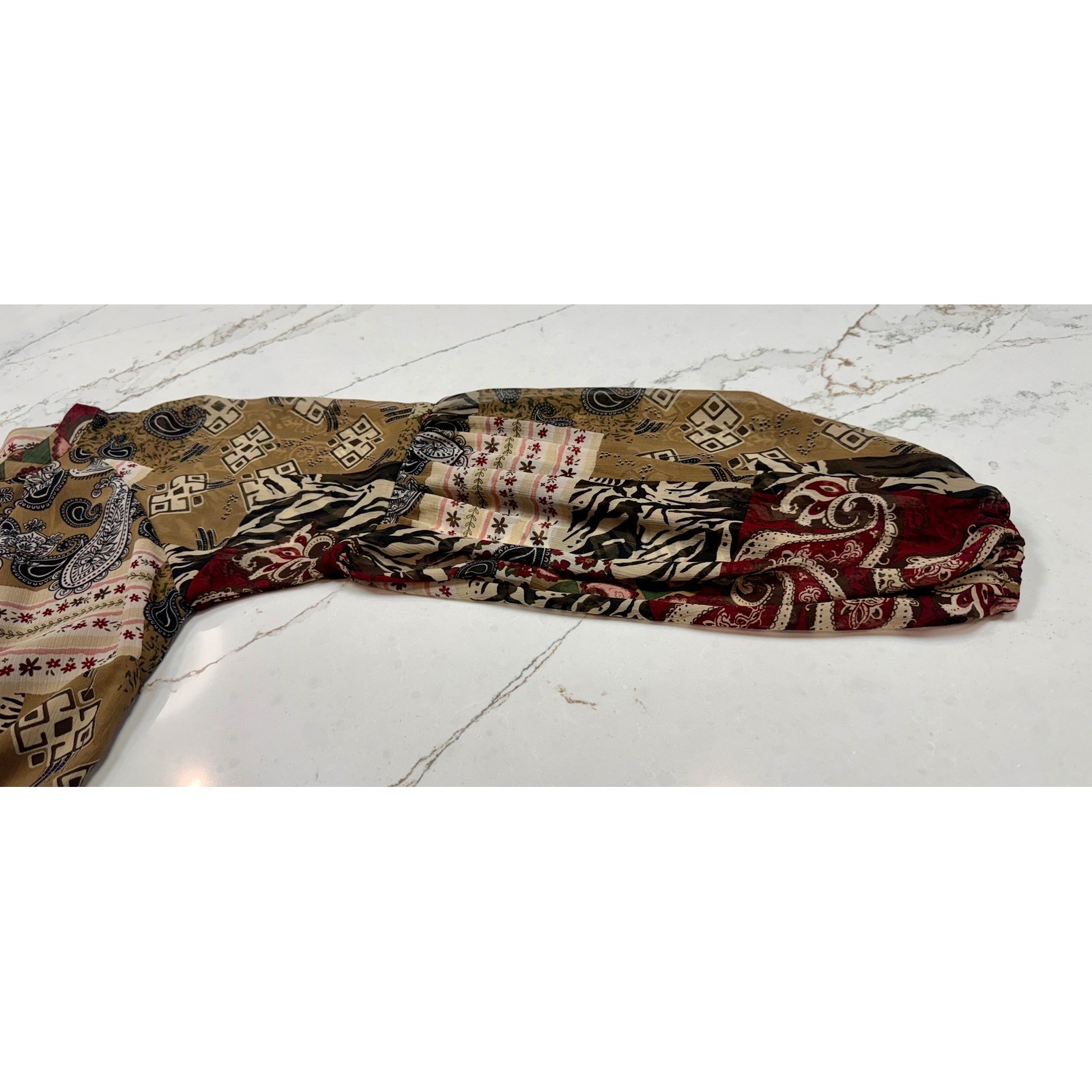 Rachael Roy Cropped Patchwork Peasant Blouse, Siz… - image 3