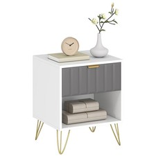 HOMCOM Bedside Drawers Modern Bedside Cabinet with Drawer and Handle, White