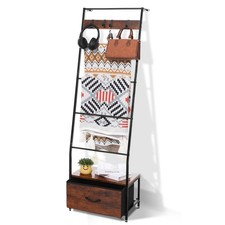 5 Tier Metal Blanket Ladder with Drawer, Quilt Rack,Living Room 5.2ft Wall ...