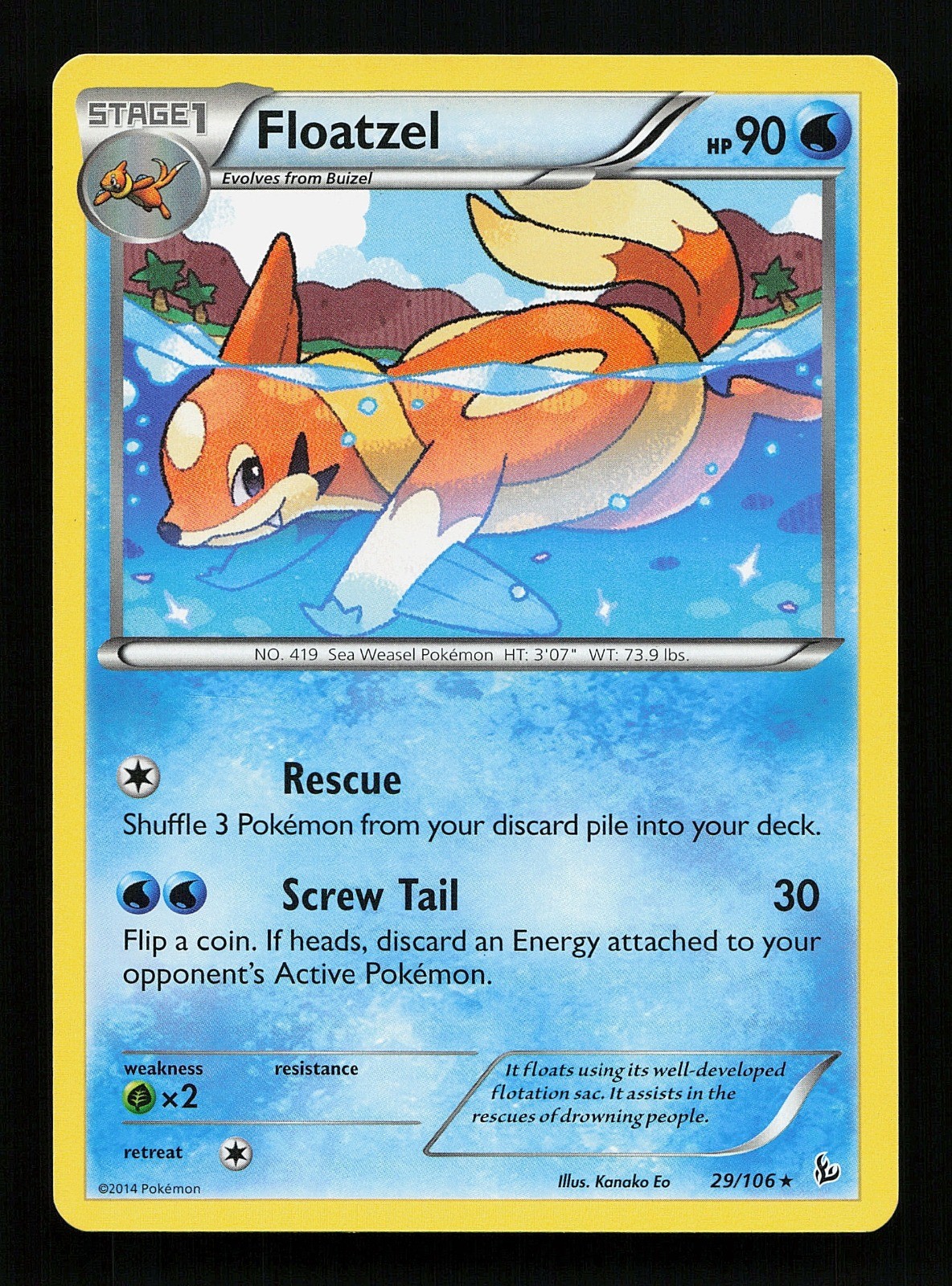 Floatzel 29/106 (MP) XY - Flashfire 2014 Rare Tcg