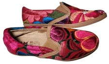 IAM Embroidered Flats Leather Size US 8 Mexico Boho Colorful Comfy