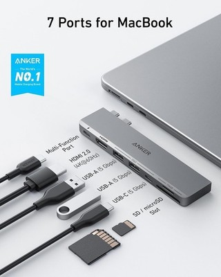 Anker USB C Hub für MacBook, 7-in-2 mit 4K HDMI, kompatibel mit Thunderbolt 4,