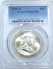 1948 D Franklin Half Dollar PCGS MS64FBL Full Bell Lines Bright & Frosty #D290F