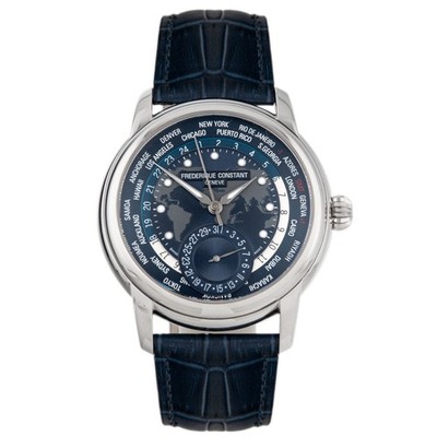 Frederique Constant Classics World Timer Stainless Steel Blue 43mm FC-718NWM4H6