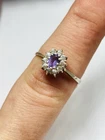 Vintage silver,amethyst and white zircons ring UK size Q used