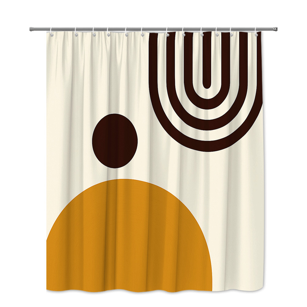 как выглядит Modern Abstract Shower Curtain - Geometric Design in Earth Tones фото