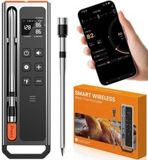 Wireless Meat Thermometer Digital-5.3 Bluetooth for Stable 800ft Black, Black