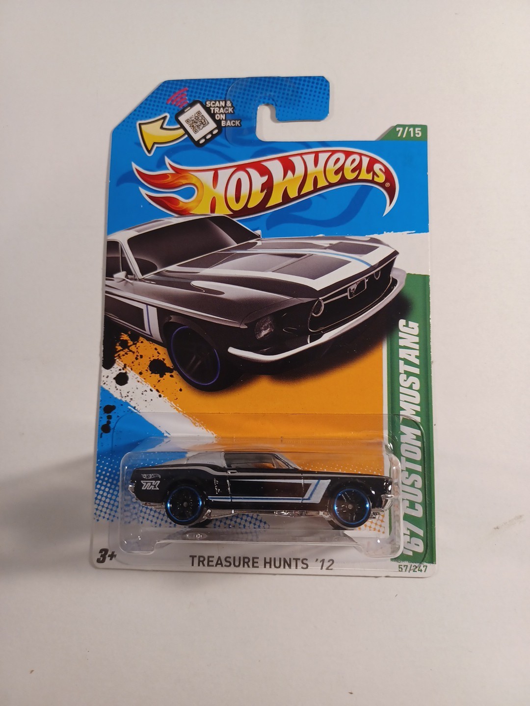 Hot Wheels 2012 Treasure Hunt #7 '67 Custom Mustang in Black/Silver