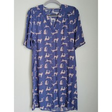 Karen Kane Cheetah Print Dress Blue Rayon Stretch Made USA 1K13749