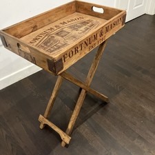 52cm Fortnum And Mason Waxed Wood Butler Serving Tray Folding Detachable Legs