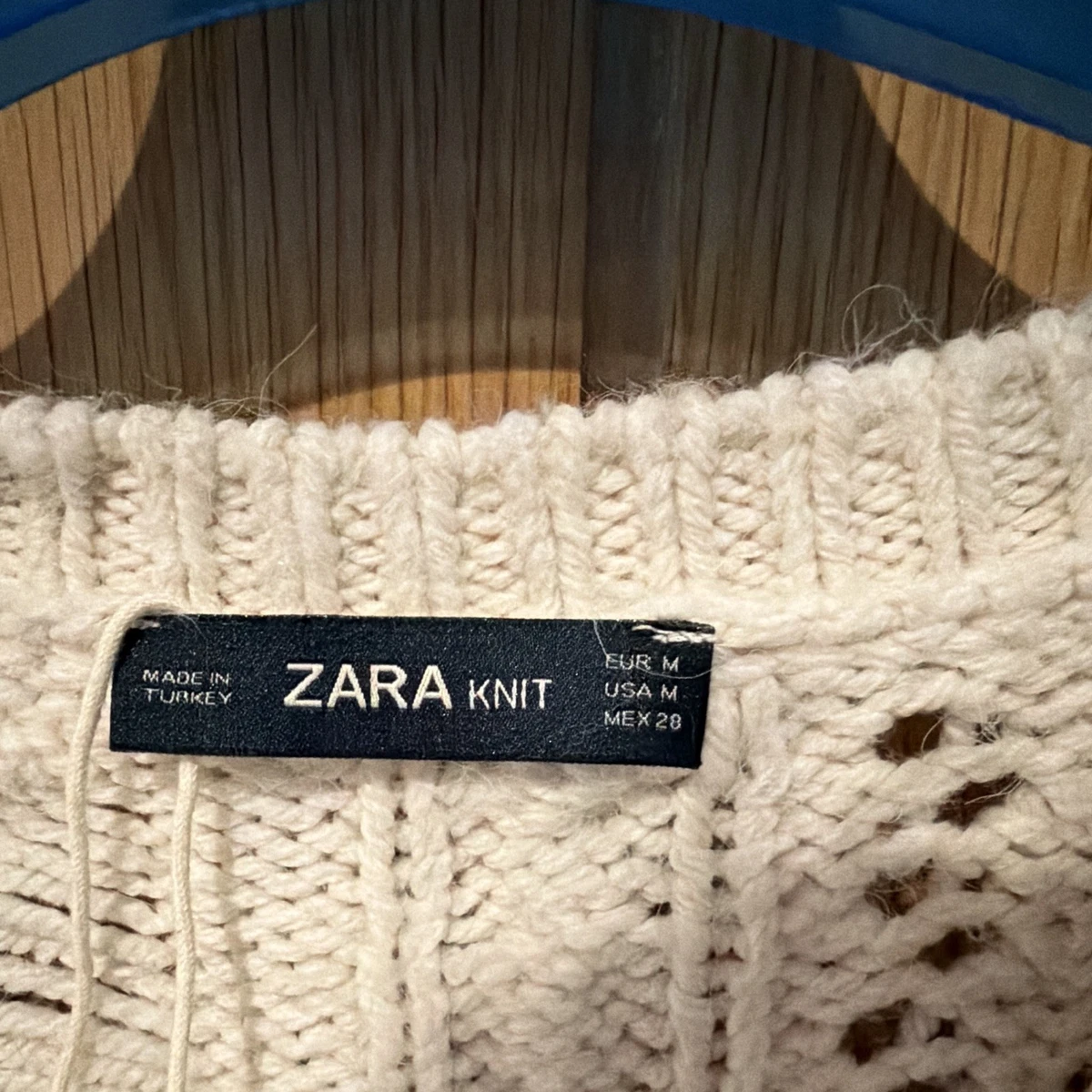 Zara Women’s Cream Cable Knit Oversized Relaxed Fit Jumper Round Neck M