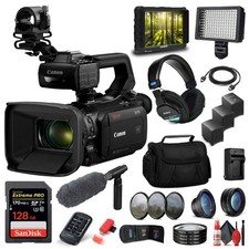 Canon XA70 Camcorder  Microphone, Professional Headphones,  many accessories