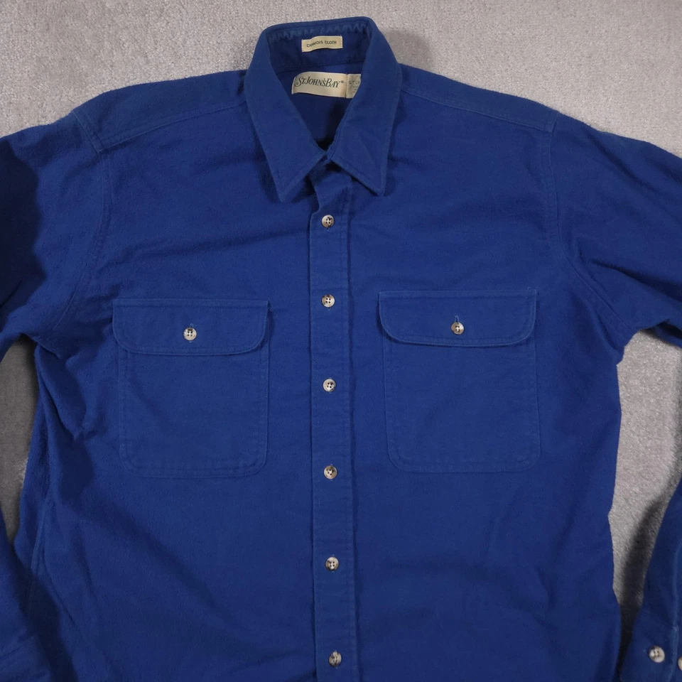 St Johns Bay Shirt Mens Large Tall Blue Chamois Cloth Flannel Button Down Casual - Image 4 of 4
