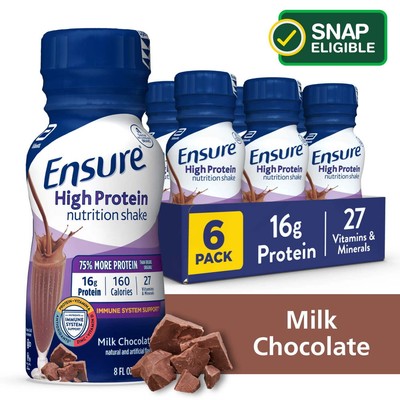 Ensure High Protein Nutrition Shake Milk Chocolate Flavor 6 Count 8 Ounce