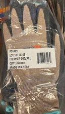 Armor Guys Work Gloves Perfotek 07-001 XXL Tan/Gray Grip 1 Dozen/12 Pairs NEW