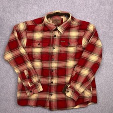 Orvis Button-Up Shirt Men's XL Red Cotton Flannel Plaid Long Sleeve