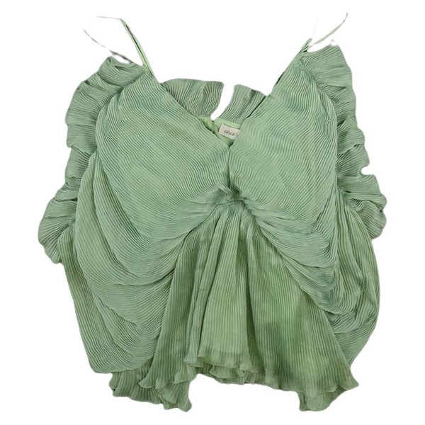Alice McCall Camisole Womens 8 Green At First Sight Pleated Blouse Lined Size 8