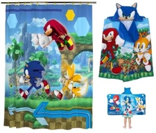 Sonic Kids 13pc Shower Curtain Set & Towel Wrap-AB0CPD18XHP2, W8690231267